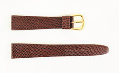 Dark Brown Genuine Leather Lizard Grain Watch Band Strap Made in France (Two Sizes)