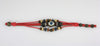 RED Leather Wrap Bracelet Charm Evil Eye Multi-Strand Beaded Adjustable Button Snap Closure Unisex - Forevertime77