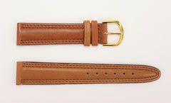 Genuine Brown Leather Double Stitched and Padded Watch Band (Two Sizes)