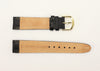 Genuine Black Leather Double Stitched and Padded Watch Band (Various Sizes and Buckle Color)