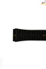 14mm Black Ladies Stainless Steel Metal Adjustable Clasp Watch Band w/Gold Inserts