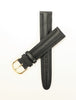 Genuine Black Leather Double Stitched and Padded Watch Band (Various Sizes and Buckle Color)