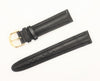 Genuine Black Leather Double Stitched and Padded Watch Band (Various Sizes and Buckle Color)