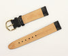 Genuine Black Leather Double Stitched and Padded Watch Band (Various Sizes and Buckle Color)