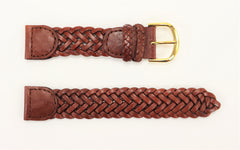 Genuine Leather Brown Braided Watch Band (Two Sizes)