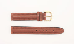 Genuine Dark Brown Leather Double Stitched and Padded Watch Band (Various Sizes)