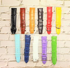 24mm Genuine Leather Multi-Color Watch Band (Various Colors)