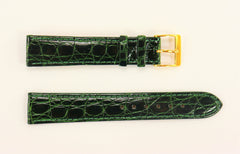 18mm Genuine Crocodile Green Leather Watch Band IRV CERTIFIED Handcrafted in Germany