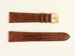 20mm Genuine Teju Lizard Brown Leather Watch Band IRV CERTIFIED Handcrafted in Germany