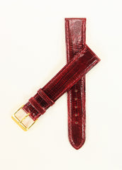 Genuine Teju Lizard Burgundy Leather Watch Band IRV CERTIFIED Handcrafted in Germany (Two Sizes)