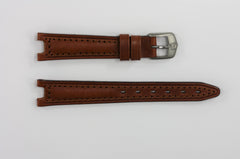 New TAG Heuer 14mm SEL Brown Leather Strap Watch Band with Silver Buckle