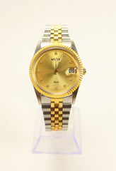 KOJEX Unisex Two-Tone Watch with Date Stainless Steel Gold Plated 1990's Vintage NEW