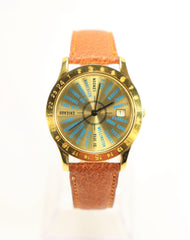 KOJEX World Cities Watch Unisex Stainless Steel Gold Plated Vintage 1990's