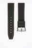 22mm Black Silicone Watch Band Orange Stitching With 2 Spring Bars