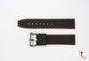 22mm Black Silicone Watch Band Orange Stitching With 2 Spring Bars