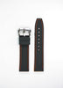 22mm Black Silicone Watch Band Orange Stitching With 2 Spring Bars