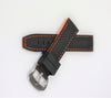 22mm Black Silicone Watch Band Orange Stitching With 2 Spring Bars