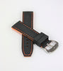 22mm Black Silicone Watch Band Orange Stitching With 2 Spring Bars