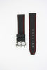 22mm Compatible Black Silicone Watch Band 59-S52631 Red Stitching With 2 Spring Bars