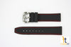 22mm Compatible Black Silicone Watch Band 59-S52631 Red Stitching With 2 Spring Bars