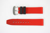 22mm / 23mm Citizen Compatible Fit Eco-Drive 59 - S52631 Black Silicone Watch Band Red Stitching With 2 Spring Bars