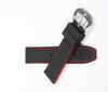 22mm Compatible Black Silicone Watch Band 59-S52631 Red Stitching With 2 Spring Bars