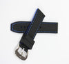 22mm Compatible with Citizen 59-S52631 Black Silicone Rubber Watch Band Blue Stitching with 2 Spring Bars