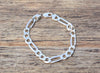 Sterling Silver 925 Figaro Chain Link Bracelet Made in Italy Unisex  9 Inches / 9.3mm Width