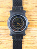 Black Unisex Watch with Date by David Jordan Collection 1990's Stainless Steel