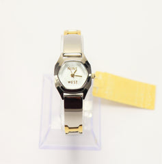 Ladies NINE WEST Stainless Steel Gold Plated Watch Vintage New 1990's (White Dial)
