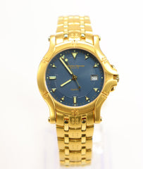 Christian Bernard Gold Plated Stainless Steel Men's Watch with Date 1990's Vintage New with Tag