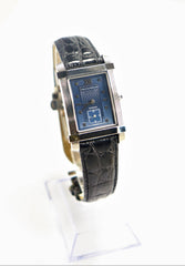 Christian Bernard Blue Dial Stainless Steel and Leather Unisex Watch 1990's Vintage New with Tag