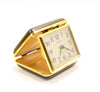 Linden Winding Travel Alarm Clock RED and Gold Metal Clam Shell Case