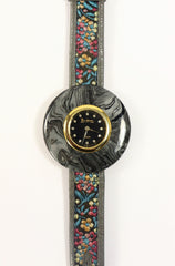 Pierre Lannier "Flower Power" watch Canvas Band French Made 1990's