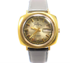 SAN MARINO Automatic (Self-Winding) Watch Gold Plated Leather Band 1970's Pre-Owned Vintage Rare