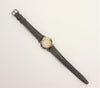 JAZ Stainless Steel Gold Plated French Made Ladies Watch Gray Leather Band Vintage 1990's New