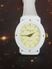 Pierre Lannier Watch White Leather Band Sunny Yellow Dial Golden Accents Vintage New 1990's