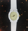 Pierre Lannier Watch White Leather Band Sunny Yellow Dial Golden Accents Vintage New 1990's