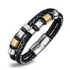 Braided Black Leather w/Stainless Steel & Gold Plated Beads 205mm Bracelet - Forevertime77