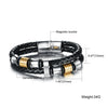Braided Black Leather w/Stainless Steel & Gold Plated Beads 205mm Bracelet - Forevertime77