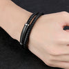 Braided Black Leather Wrap Around Bracelet with Magnetic Clasp 430mm Unisex - Forevertime77