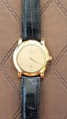 Michel Herbelin Unisex Watch Gold Plated Black Leather New Vintage